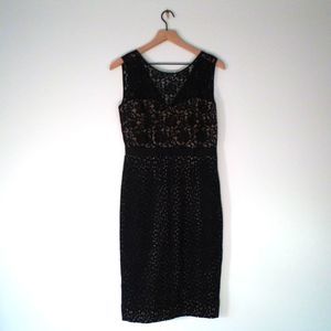 BCBGMaxazria Alice Dress Womens Size 6 Black Lace Overlay Sheath Cocktail Party